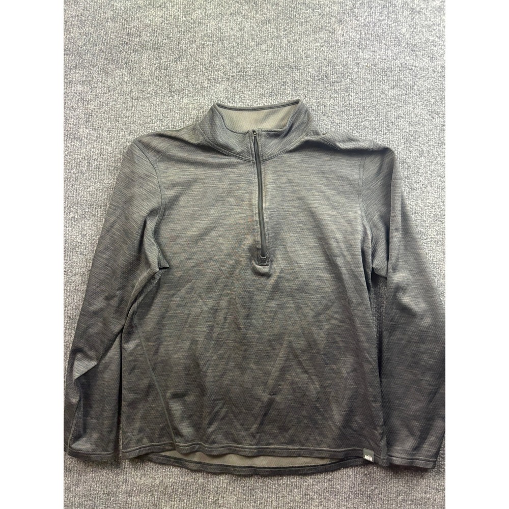REI Co-op Quarter Zip Pullover Mens Large Gray Space Dye Performance Top